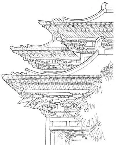 楼阁线稿